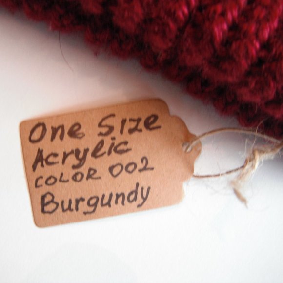 Hand Knitted Hat Toque Adult-OneSize Acrylic Color Burgundy-002 Hand knit by me - Picture 12 of 12